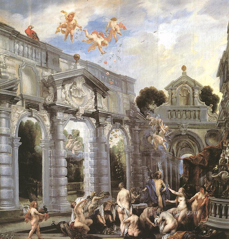 愛の泉のニンフたち フランドル・バロック様式 ヤコブ・ヨルダーンス油絵